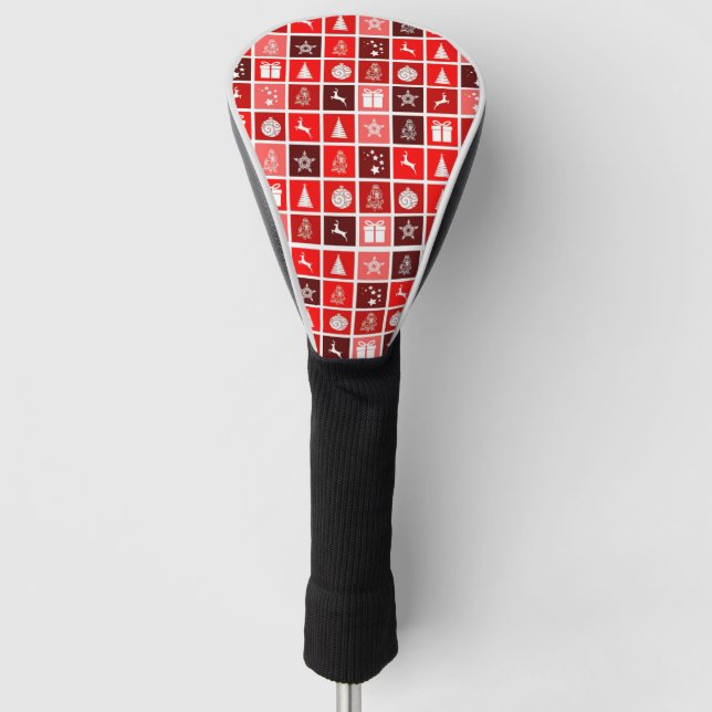 Couvre-club De Golf Red Christmas Holiday Cute Tree Reinder (Devant)