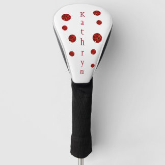 Couvre-club De Golf Red Glitter Glam Personalized Name