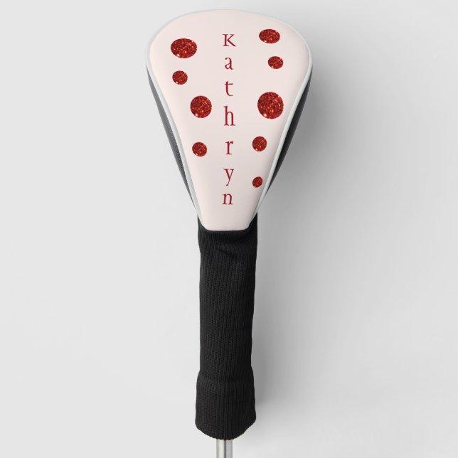 Couvre-club De Golf Red Glitter Glam Personalized Name Blush (Devant)