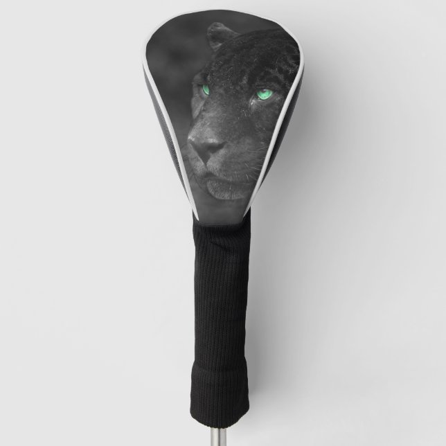 Couvre-club De Golf Regard d'émeraude de Jaguars noirs (Devant)