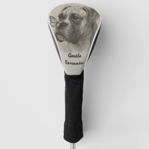 Couvre-club De Golf Rencontre douce entre un chien Boxer et un papillo