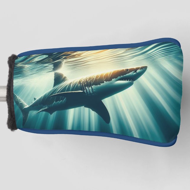 Couvre-club De Golf Requin dans la mer bleue profonde & soleil (Devant)
