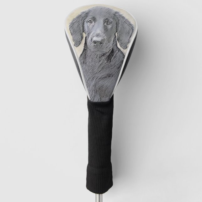 Couvre-club De Golf Retriever à couche plate - Art original de chien (Devant)