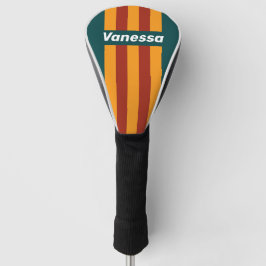 Couvre-club De Golf Retro Dark Teal Splash Pin Stripes with Name