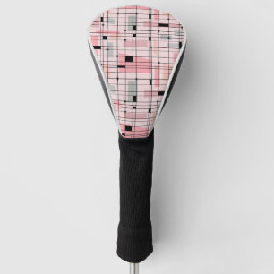 Couvre-club De Golf Rétro grille rose et couverture de conducteur de