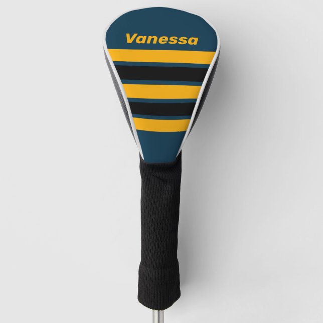 Couvre-club De Golf Retro Moonlit Tide Across Striping with Name (Devant)