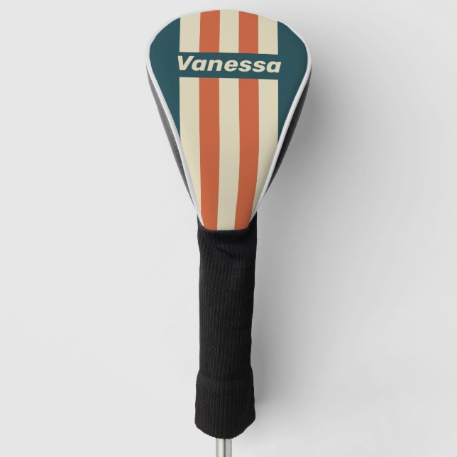 Couvre-club De Golf Retro Wave Pin Stripes with Name (Devant)