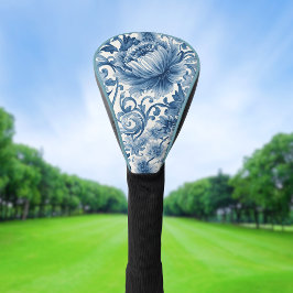 Couvre-club De Golf Rêves Bleus | Chinoiserie Aquarelle Florale Blanch