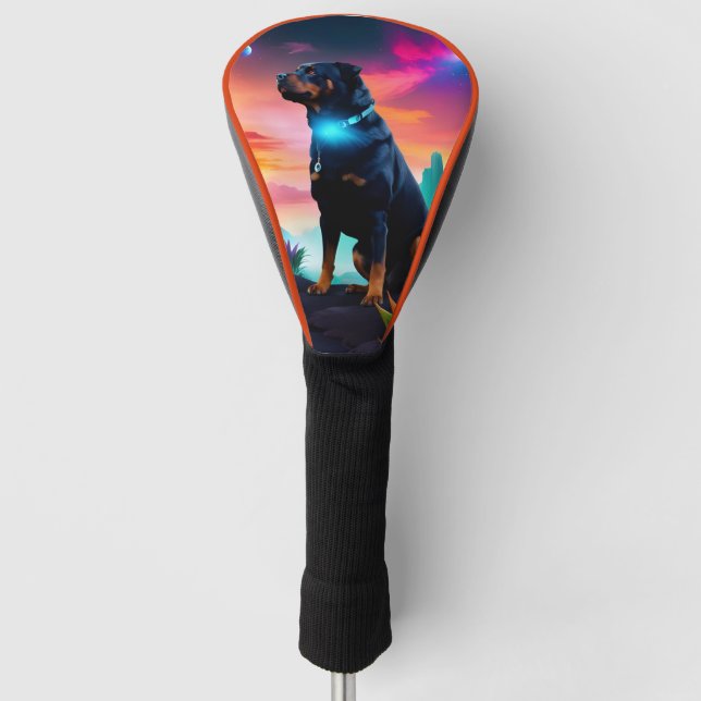 Couvre-club De Golf Rottweiler sur un monde Alien (Devant)