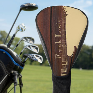 Couvre-club De Golf Rouge Bois & Tan Brown Couleur Nom du bloc Guitare