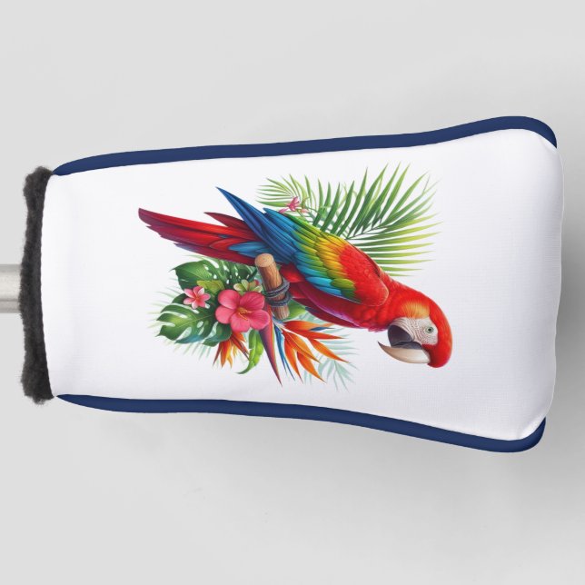 Couvre-club De Golf Rouge macaw tropical floral (Devant)