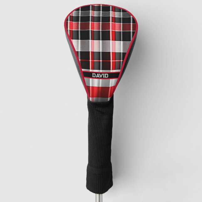 Couvre-club De Golf Rouge Noir Abstrait Plaid Collection populaire (Devant)