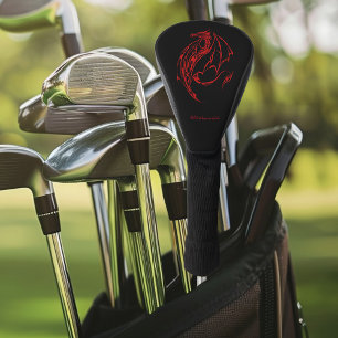 Couvre-club De Golf Rouge Tribal Dragon Noir