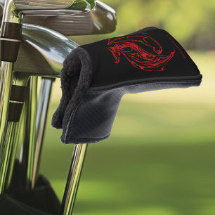 Couvre-club De Golf Rouge Tribal Dragon Noir