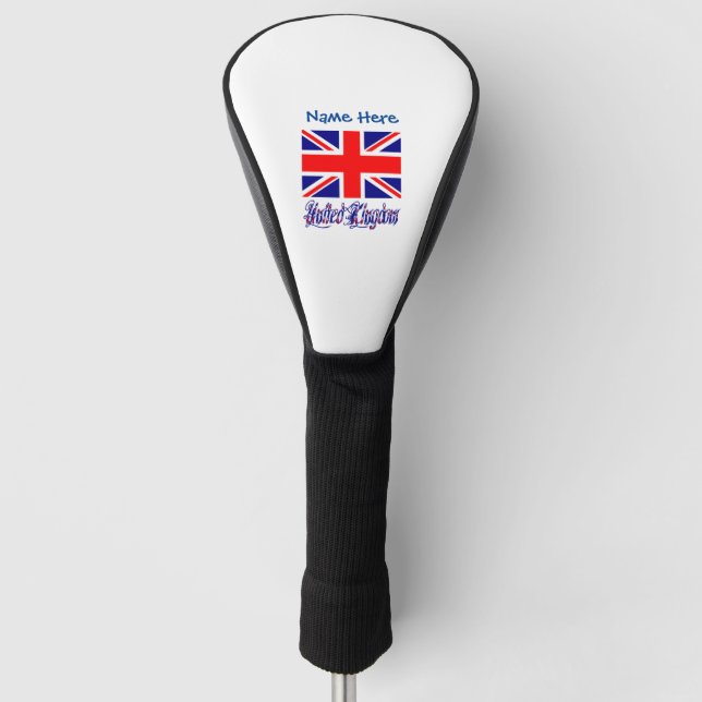 Couvre-club De Golf Royaume-Uni Bleu Drapeau Personnalisation (Devant)