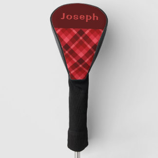 Couvre-club De Golf Ruby Red Plaid Monogram Golf Head Driver Cote