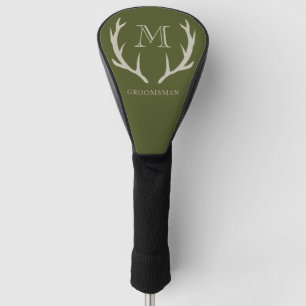 Couvre-club De Golf Rustic Army Green Antler Personnalisé Groomsmen Ca