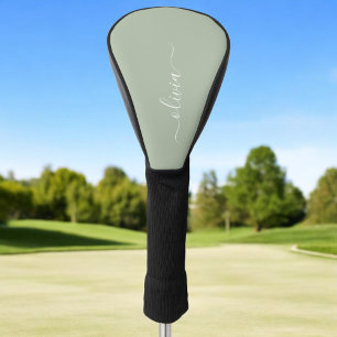 Couvre-club De Golf Sage Green Minimaliste Moderne Monogramme Élégant