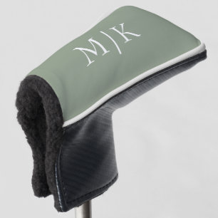 Couvre-club De Golf Sage vert et blanc Monogramme moderne