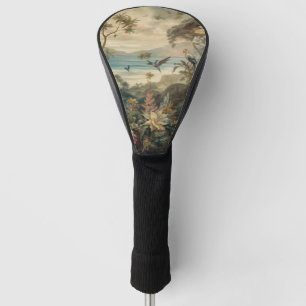 Couvre-club De Golf Scène botanique vintage oiseaux fleurs au paradis