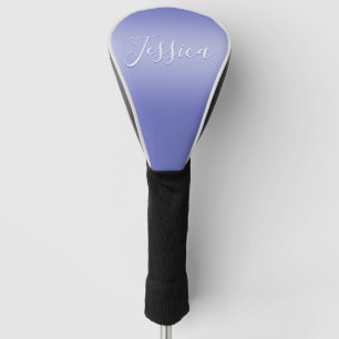 Couvre-club De Golf Script cursif modifiable   Violet blanc et violet