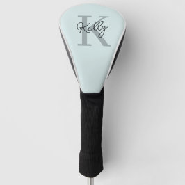Couvre-club De Golf Script de Monogramme bleu aquatique moderne