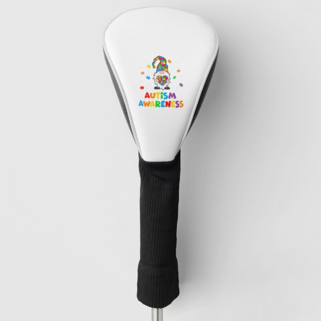 Couvre-club De Golf Sensibilisation sur l'autisme Gnomes Coeur (Devant)