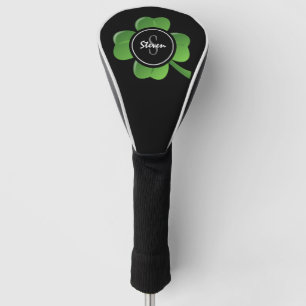 Couvre-club De Golf Shamrock moderne Lucky Green Nom du monogramme