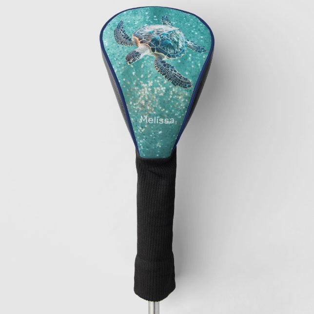 Couvre-club De Golf Shimmering Turquoise Sea Turtle | Coastal (Devant)