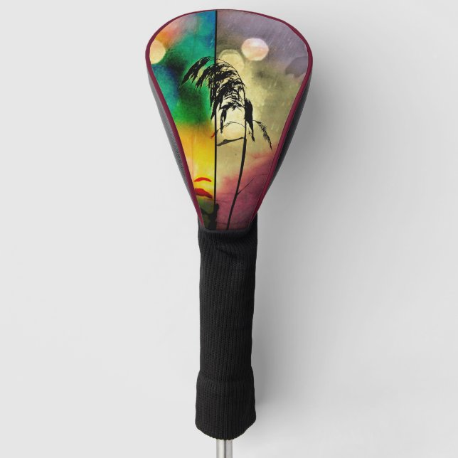 Couvre-club De Golf Silhouette colorée en Herbe d'automne (Devant)
