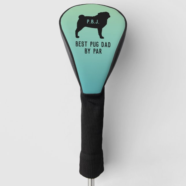 Couvre-club De Golf Silhouette de carlin avec texte personnalisé (Devant)