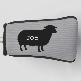 Couvre-club De Golf Silhouette de mouton noir avec nom personnalisé