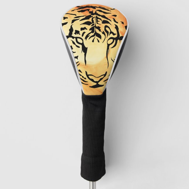 Couvre-club De Golf Silhouette de tigre noir et blanc (Devant)