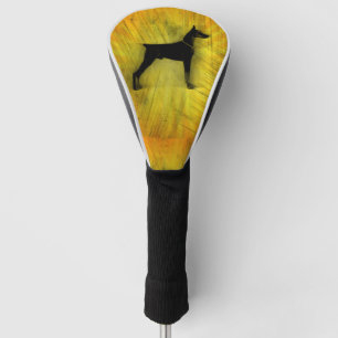 Couvre-club De Golf Silhouette grunge de Pinscher de dobermann