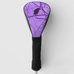 Couvre-club De Golf Silhouette Noire Crow simple Branches Noires Viole