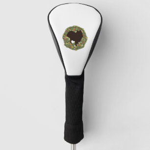 Couvre-club De Golf Silhouette ombragée Poméranienne dans une couronne
