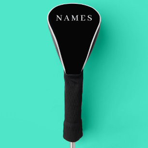 Couvre-club De Golf Simple Black Custom Ajouter Votre Nom Élégant