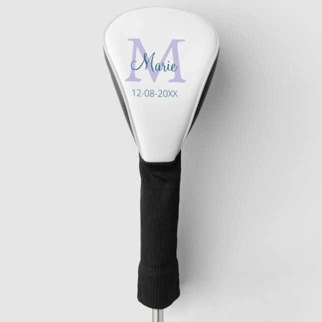 Couvre-club De Golf simple minimum ajouter nom monogramme violet vert  (Devant)