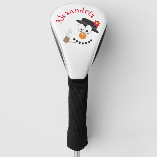 Couvre-club De Golf Snowman Funny Visage mignonne nouveauté Noël (Devant)