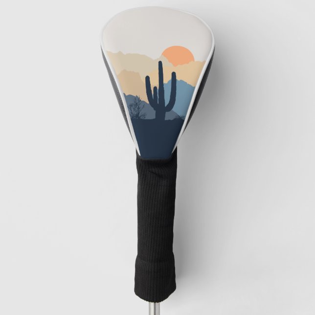 Couvre-club De Golf Soleil désert bleu et beige (Devant)