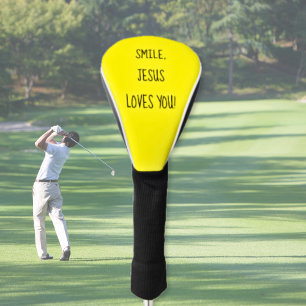 Couvre-club De Golf Souriez, Jésus Vous Aime Jaune Joyeux Soleil