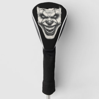 Couvre-club De Golf Sourire de Clown Tueur Effrayant Monochrome
