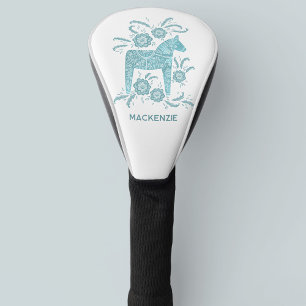 Couvre-club De Golf Suédois Dala Horse Turquoise Vert Personnalisé