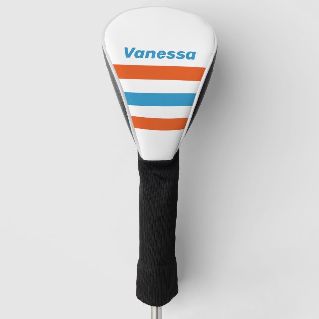 Couvre-club De Golf Summertime Nostalgic Across Striping with Name (Devant)