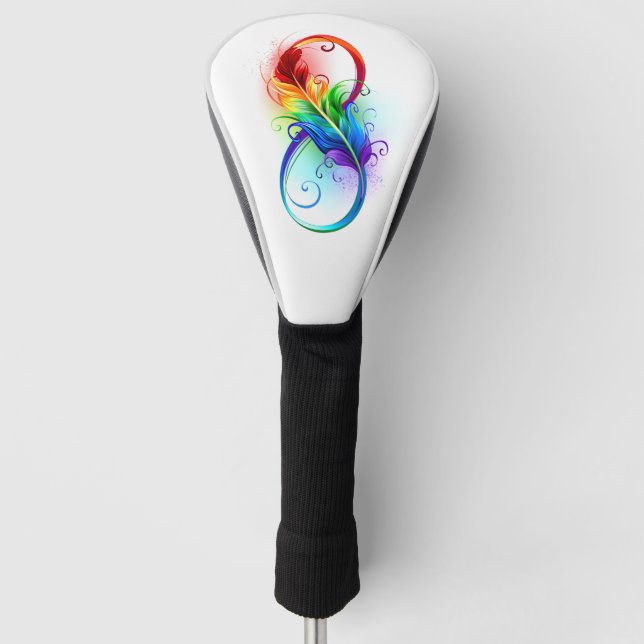 Couvre-club De Golf Symbole d'infini avec plume arc-en-ciel (Devant)