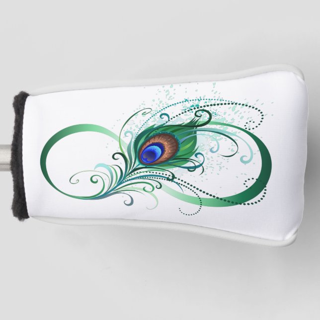 Couvre-club De Golf Symbole d'infini avec plume de paon (Devant)