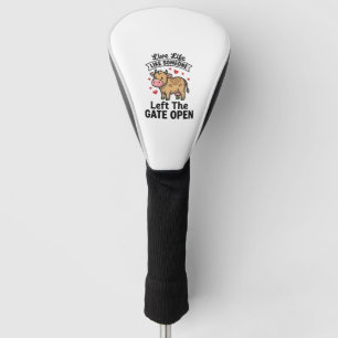 Couvre-club De Golf T-shirt design de gravure vintage de vache drôle p