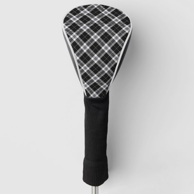 Couvre-club De Golf Tartan noir blanc et gris (Devant)