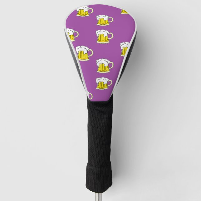 Couvre-club De Golf Tasse à bière mousseuse sur violet (Devant)