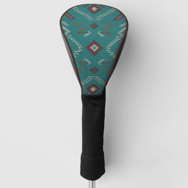 Couvre-club De Golf Teal Navajo Tribal Geometric Pattern (Devant)